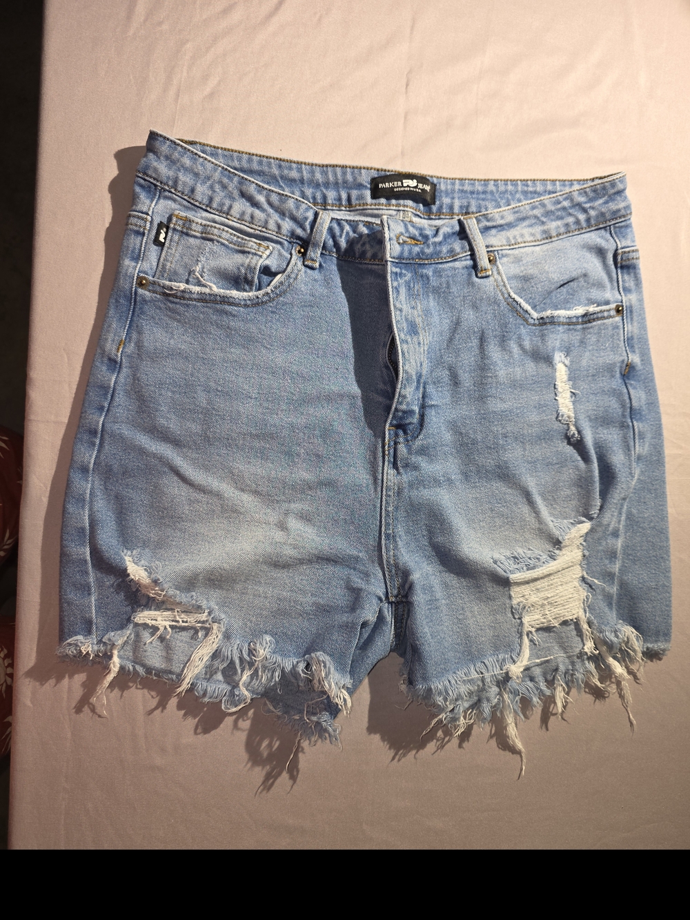 Parker Light Blue Distressed Jean Shorts 3" Inseam